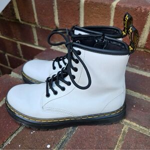 Dr. Martens White Leather Boots with Black Laces